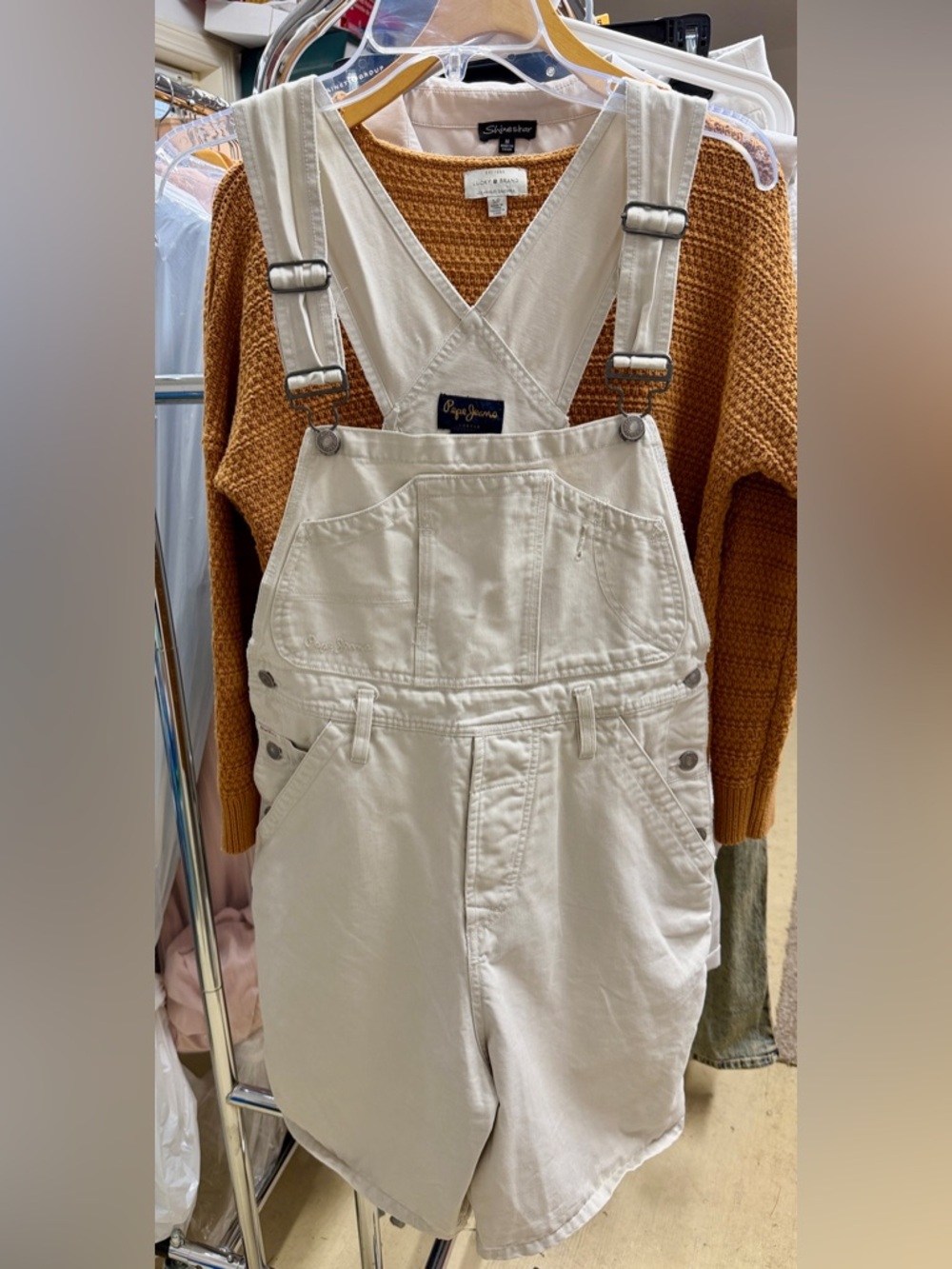 Pepe Jeans Women's Oatmeal Short Overalls